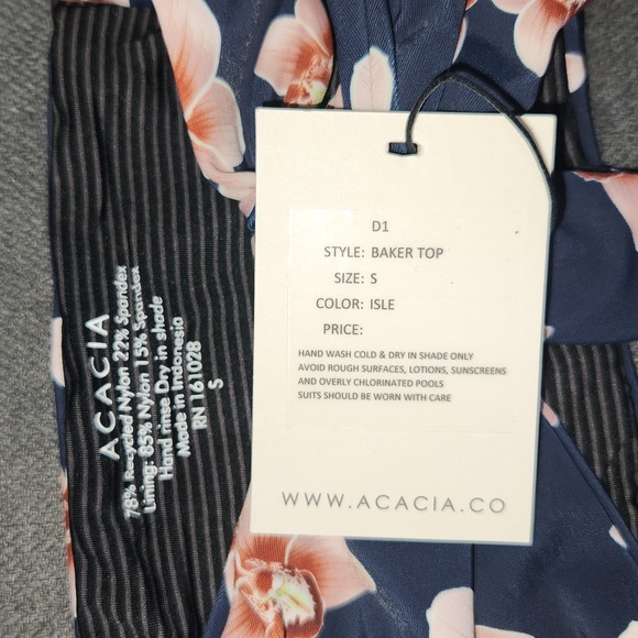 New acacia swimwear baker isle bikini top S orchid bandeau tie front tropical - Picture 7 of 9